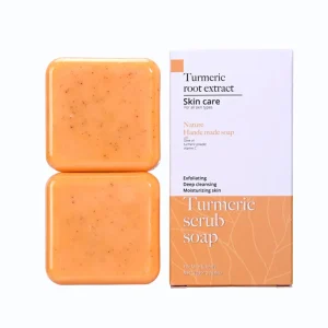 Organic Vegan Turmeric Lemon Face Bath Body Scrub Coconut Soap Bar Kojic Acid Goat Milk Anti Acne Whitening VC Soap Handmade