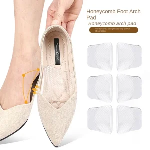 Orthotic Insoles for Flat Feet Self Adhesive GEL EVA Foot Arch Half Pad Wear Proof Shock Absorbing Honeycomb Massage Support