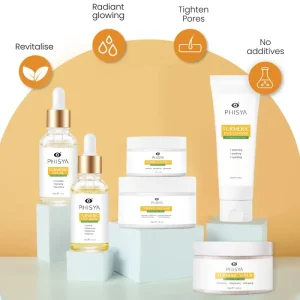 PHISYA Turmeric Anti Acne Skin Care Set With Sulfur Face Cleanser and Body Wash Soap Inflammation Healing Treatment