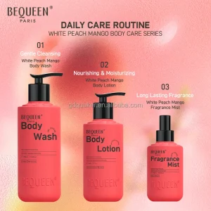 Peach Mango Fragrance Body Wash and Lotion Set with Alcohol Free Fragrance Mist to Moist Your Body Long Lasting