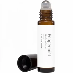 Peppermint Essential Oil Roll-On Pure Oil Pre-Diluted Jojoba Stainless Steel Rollerball Travel-Size Aromatherapy Skin Safe Oil