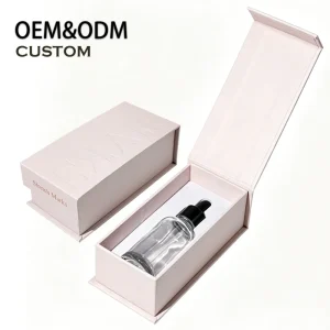Perfume Essential Oil Gift Packaging Book shaped Flip top Cardboard Box with Embossing Customized Fragrance Spray Souvenir Box