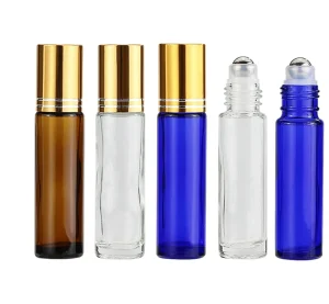 Perfume Essential Oil Skin Care Serum 5ml 8ml 10ml 15ml Matte Black Blue Clear Amber Glass Roller Bottle Screw Cap