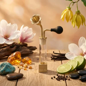 Perfume Fragrance Essential Oil Coffee Spirits Test Glass Bottles Perfume Smell Tester With Copper Base