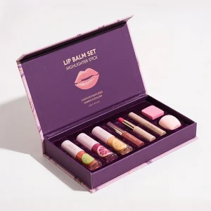 Personalized Printing Lip Gloss Packaging Box Custom Size Gold Foil Cosmetic Lipstick Rigid Cardboard Magnetic Gift Boxes