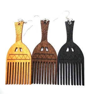Pick Comb Wooden Earrings