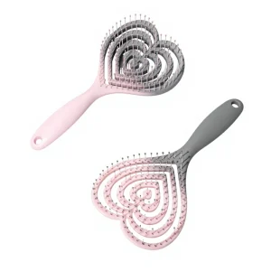 Pink Mist Veiling Mountains Series Heart shaped Waterproof Salon Use Scalp Massage Comb Hair Brush