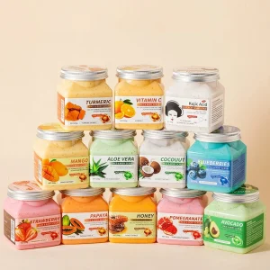 Plant Fruit Sea Salt Body Scrub Cream Avocado Watermelon Aloe Vera for Softening Cuticles Whitening Skin Exfoliating Body Care