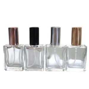 Portable 15ml Empty Flat Square Transparent Travel Sample Perfume Glass Spray Bottle Screw Cap Screen