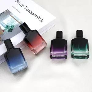 Portable 30ml Gradient Glass Fragrance Perfume Bottle With Black Sprayer Black Cap