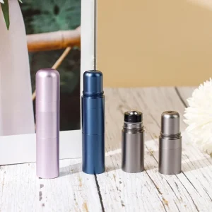 Portable Aromatherapy Aluminum Alloy Blank Nasal Inhaler Stick Packaging Tube with Roller Bottle With Cotton Wick