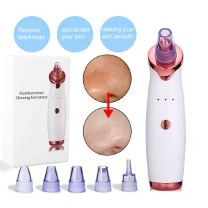 Portable Blackhead Vacuum Remover Pore Cleaner Suction Tool 5 Replacement Heads Cordless Ergonomic Design