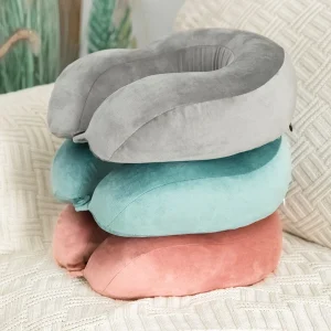 Portable Foldable U Shaped Memory Foam Neck Pillow Anti Dust Mite Removable Washable Woven Design for Comfortable Home Sleep