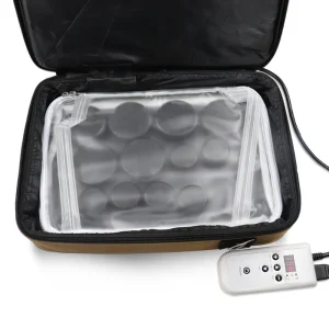 Portable Health Care Beauty Massage Basalt Stone Set Spa Hot Massage Stone Heating Bamboo Box for Therapy Relaxing Pain Relief