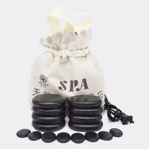Portable Massager Basalt Hot SPA Stone Set 16pcs Hot Rocks Stones Massage Kit with Heating Bag