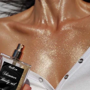 Portable Pure Natural Plant Extract Fresh Scent Lightening Glow Glitter Body Shimmer Oil Waterproof Highlighter 1.76oz 50ml