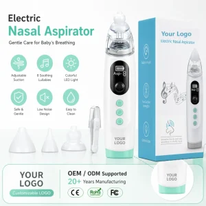 Portable Rechargeable 68KPA Nose Sucker 5 Levels Suction Hospital Grade Infant Nose Cleaner Anti backflow Baby Nasal Aspirator