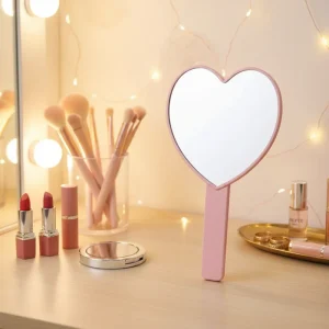 Portable Single-Sided Heart Resin Cosmetic Makeup Mirror for Travel