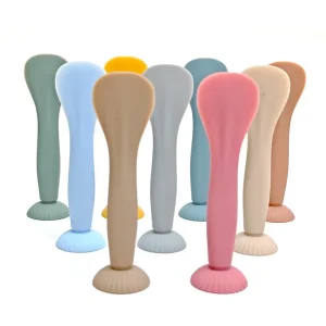 Portable Solid Color Silicone Brush Baby Diaper Rash Cream Applicator Silicone Medicine Face Mask Brush Spatula Spoon