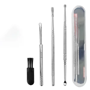 Portable Stainless Steel 4 Pcs Ear Cleaner Ear Wax Remover Earpick Cleaner Removal
