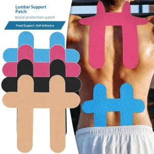 Pre Cut Shaped Cotton Breathable Waist Kinesiology Tape Lower Back Support KT Tape Elastic Compression Sports Workout Muscle