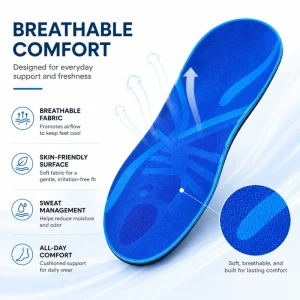 Premium Orthotic Gel & PU Insoles Orthopedic Arch Support for Flat Feet Breathable Sweat Absorbing Plantar Fasciitis Relief