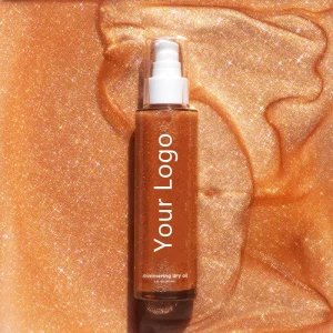 Private Label 100ML Natural Organic Vegan Golden Face Body Glow Shimmering Oil Highlighter Waterproof Body Oil