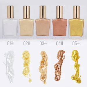 Private Label 45ML Bling Bling Customized Color Shimmer Body Oil Non Sticky Glow Pearlescent Waterproof Glitter Liquid
