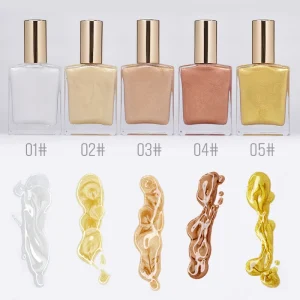 Private Label 45ML Body Luminizer Non Sticky Glow Illuminator Body Glitter Waterproof Liquid Highlighter Shimmer Body Oil