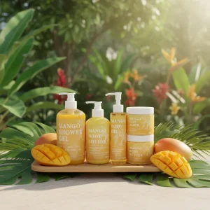 Private Label Body Care Five Piece Set Natural Extract Deep Moisturizing Water Locking All Skin Types Mango Body Care Set
