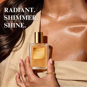 Private Label Body Glow Oil OEM ODM Manufacturer Shimmering Body Oil with Gold Glitter Custom Formula