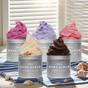 Private Label Body Scrub Exfoliating with Sea Salt Sugar and Cocos Nucifera Oil Smoothing Brightening Organic Body Scrub 100g