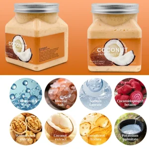 Private Label Body Scrub Organic Exfoliator Moisturizing Whitening Skin Coconut Salt Face Body Scrub