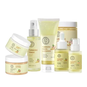 Private Label Brightening 100% Organic Skincare Gift Kit Chinese Herbal Anti Acne Dark Spot Whitening Turmeric Skin Care Set