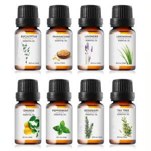 Private Label Bulk Top 8 Aroma Essential Oil Set 8 Pack (Rosemary, Lemongrass, Sweet Orange, Peppermint) for Perfume