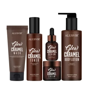 Private Label Caramel Skincare Products Black Skin Brightening Anti Acne Face Serum Body Lotion Skin Care Set Manufacturers