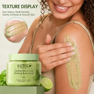 Private Label Cooling Mint Lime Body Scrub Purifying Exfoliating Scrub with Sugar Deep Clean Refreshing for Smooth Fresh Skin