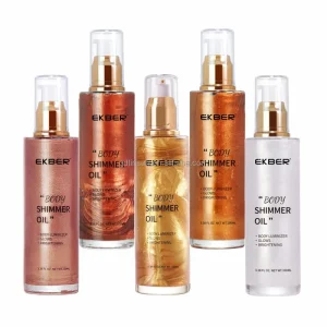 Private Label Custom Highlighter Makeup Bronzer Skin Glow Body Glitter Liquid Body Shimmer Oil