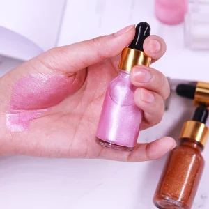 Private Label Custom Highlighter Makeup Glitter Body Glow Liquid Highlighter Cream Body Shimmer Oil