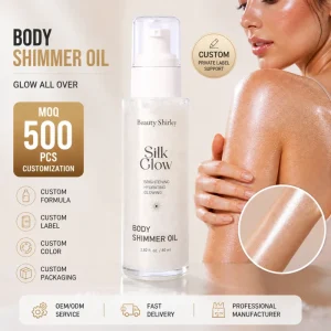 Private Label Custom Highlighter Makeup Skin Glow Glowing Custom Logo Body Glitter Liquid Private Label Shimmer Oil for Body