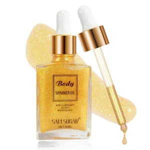 Private Label Face Body Glitter Drop Glitter Body Shimmer Tanning Oil Hydrating Glitter Liquid Highlighter Makeup Body Oil