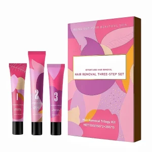 Private Label Facial Hair Removal Cream Hyaluronic Acid Moisturizing Face Skin Care Three-step Set