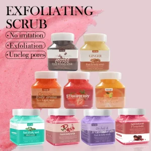 Private Label Fruit Exfoliating Body Scrub Brightening Moisturizing Remove Dead Skin Gentle Cleansing Whitening Sugar Scrub OEM