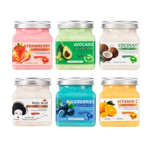 Private Label Gentle Exfoliating Body Scrub 350g With Aloe Vera Fruit Vitamin C Softening and Brightening for Chicken Skin