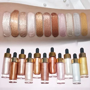 Private Label Glow Face & Body Highlighter Shimmer Oil No Brand Makeup Custom Shimmer Glitter Highlighter Liquid