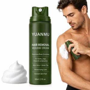 Private Label Herbal Men’s Hair Removal Mousse Cream for Sensitive Skin Face Body Underarm Legs Moisturizing Depilatory