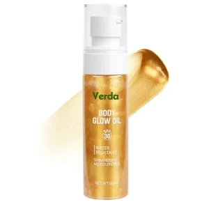 Private Label Hyaluronic Glitter Liquid Oil Vegan Quick Absorbing Skin Radiant Glow Uv protection Full Body Golden Shimmer Oil
