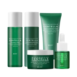 Private Label IREV Madagascar Centella Skin Care 5 piece Set Contains Essence Face Cream Cleanser Toner Body Lotion OEM Set