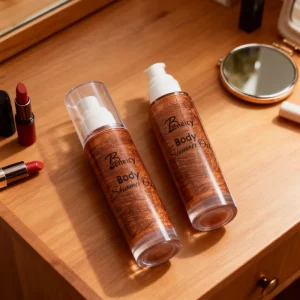 Private Label Light Moisturizing Full Size Liquid Bronzer Body Oils Glitter Shimmer Body Oil Highlighter Custom Body Glitter Oil