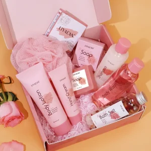 Private Label Luxury Rose Body Wash SPA Kit Skin Nourishing Hair Cleansing Shower Self Care Gift Bath Sets